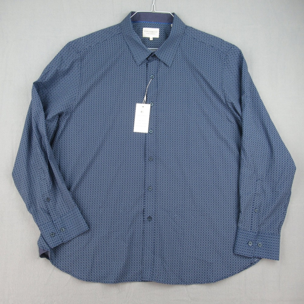 Con.Struct Micro Arrow Long Sleeve Mens 3XXL Navy 4-Way Stretch Button Up Shirt